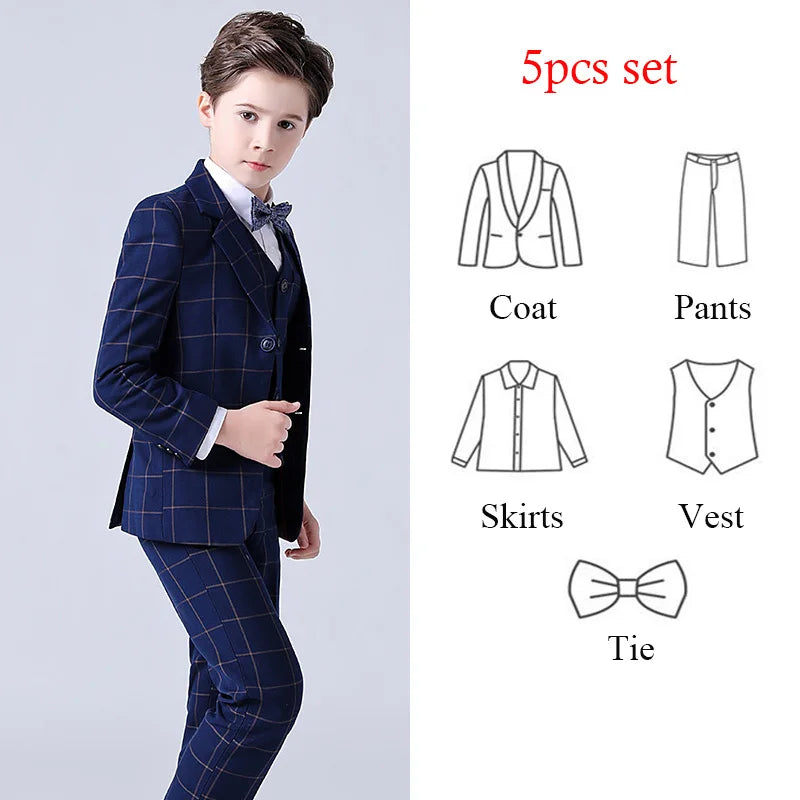 Children Boys Wedding Suit 1-14 Years Teenager Kids Suits Outfits Set Formal Elegant Suit For Children All Seasons Baby Boy Suit
