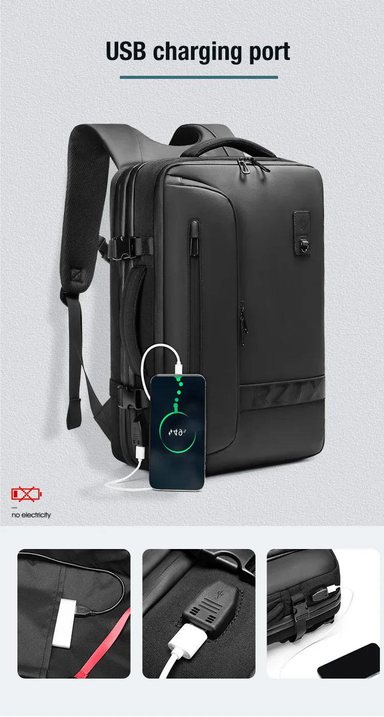 Travel Men Expanded Laptop Backpack vacuum compression hiking Backpack USB charging Business Large Capacity Backpack For Pumps