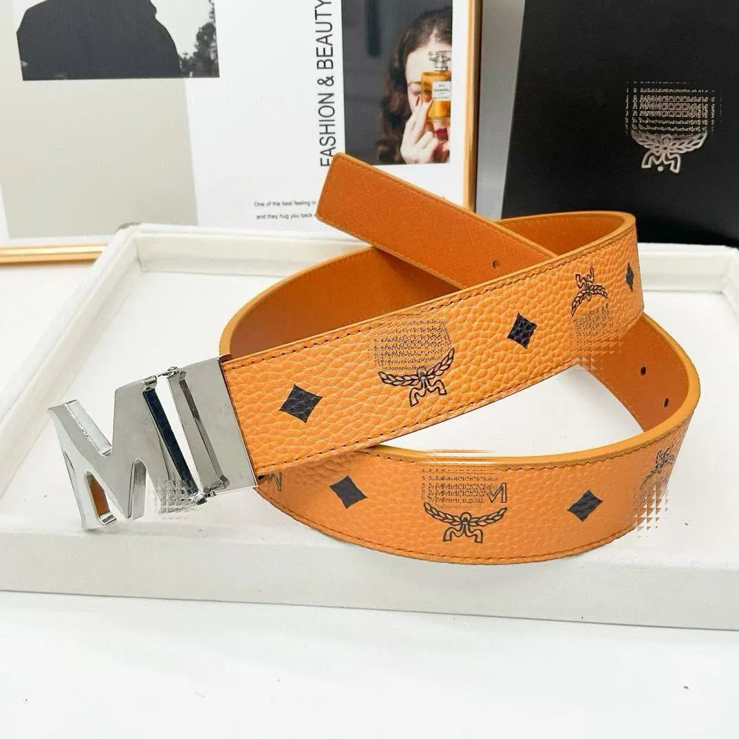 Classic Men's Belt Pure Cowhide Durable Fashionable Business Casual Alloy Buckle Hole Punching for Middle-aged And Young