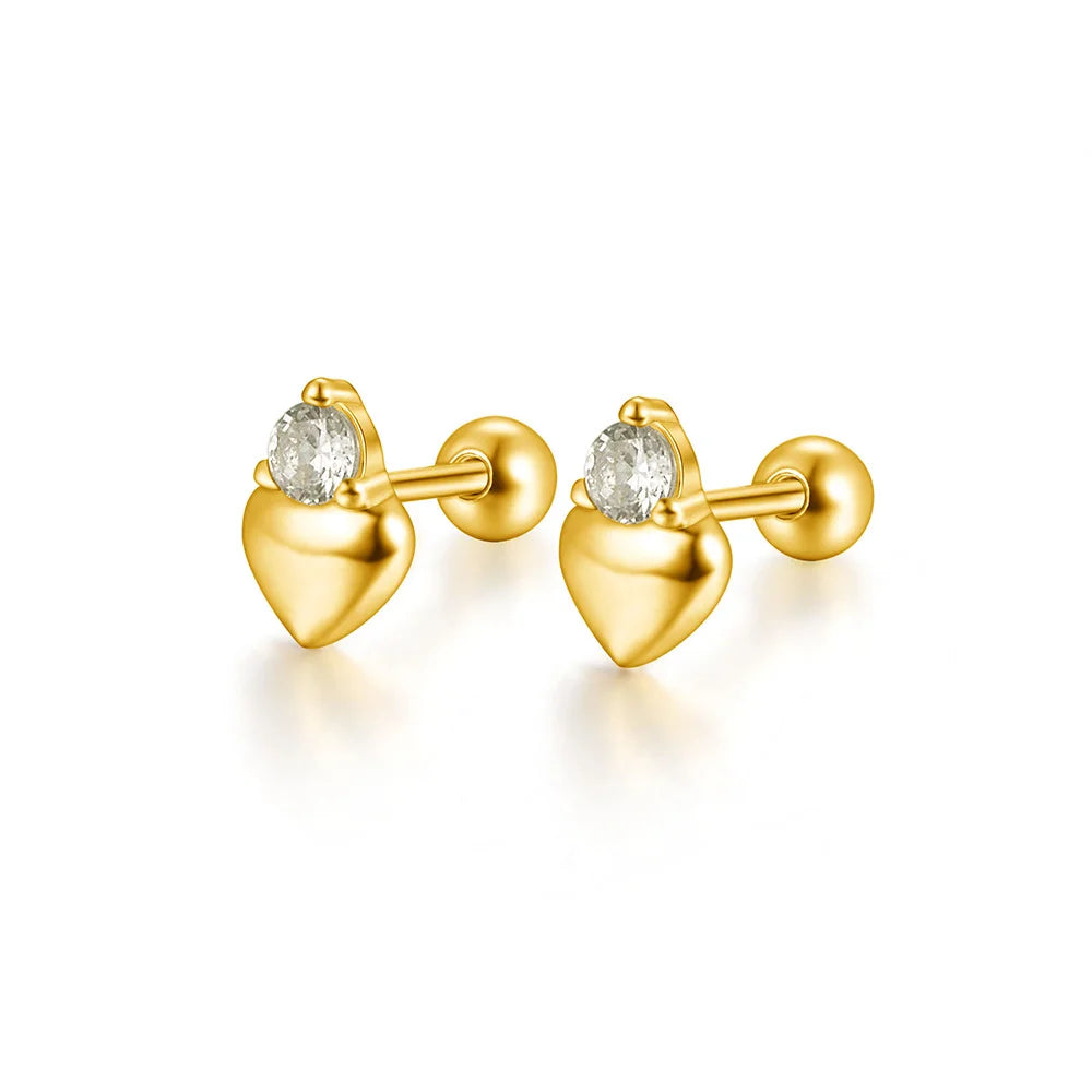WANTME 925 Sterling Silver Fashion Love Butterfly Romantic Star Crown Screw Stud Earrings for Women Ear Bone Piercing Jewelry