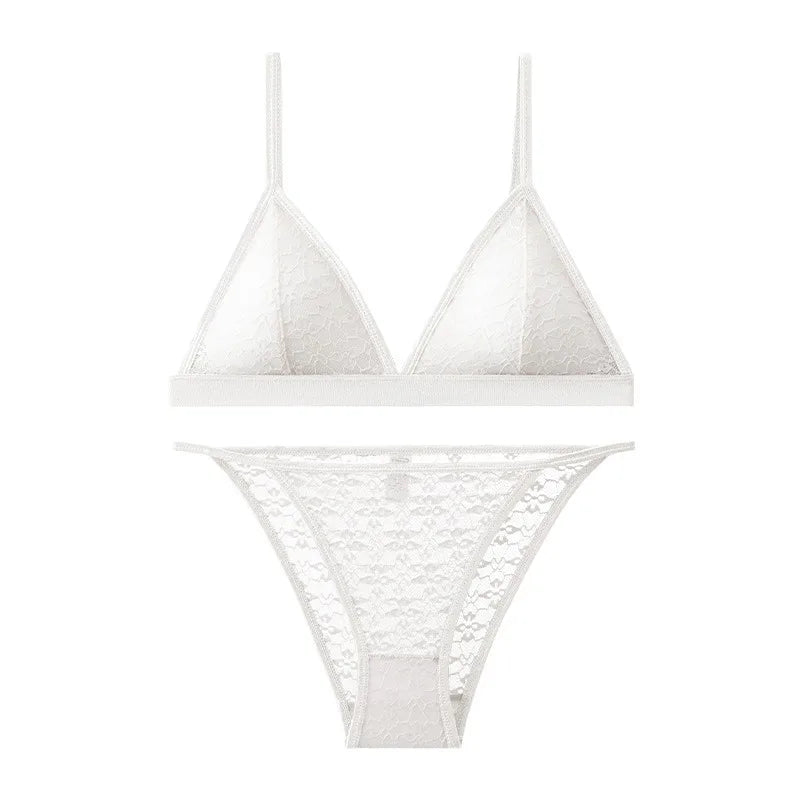 Women Lace Bra And Panties Set Wireless Bralette Low Waist Panties Female