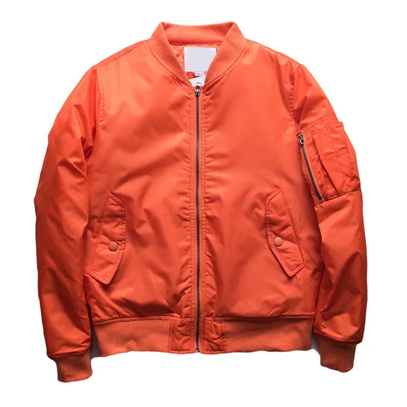 Men  Pink Bomber Jacket Quilted / Thin Aviator Jackets Zippered Sleeve Pocket