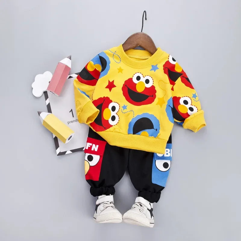 Spring Kids Boys Girls Casual Clothes Kids Cartoon T-Shirt Pants 2Pcs/Set Infant Cotton Clothing Set Children Fashion Tracksuit