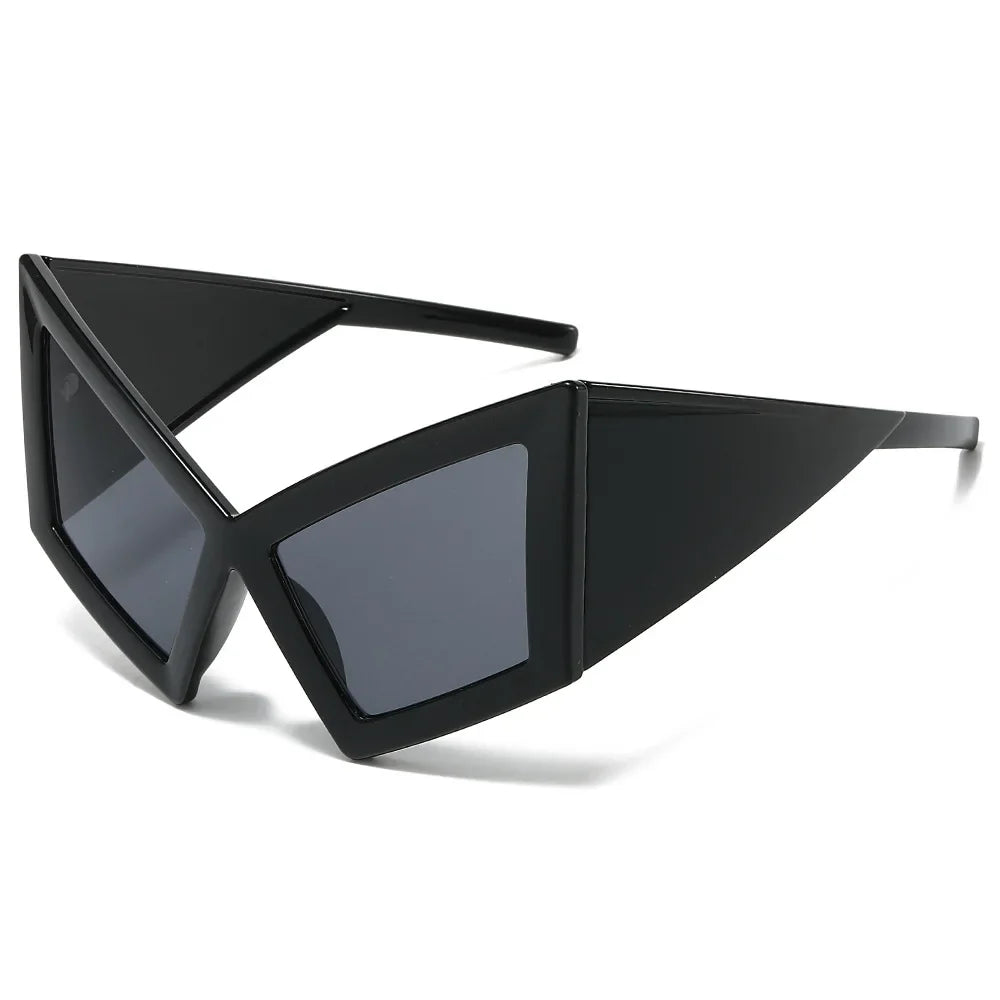 JNPCXI Fashion Oversized Cat Eye Sunglasses Women Red Shades UV400 Retro Gradient Men Wide Legs Sun Glasses
