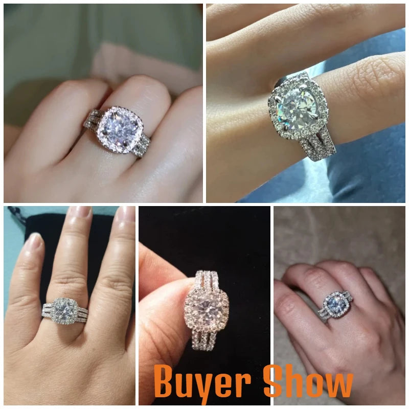 Women Rings with Brilliant Cubic Zirconia Luxury Engagement Rings Fashion