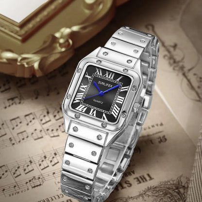 Square Women Watches Ladies Quartz Watch Female Wristwatch Stainless Steel Bamboo Strap Casual Lady Clock Watch Relogio Feminino