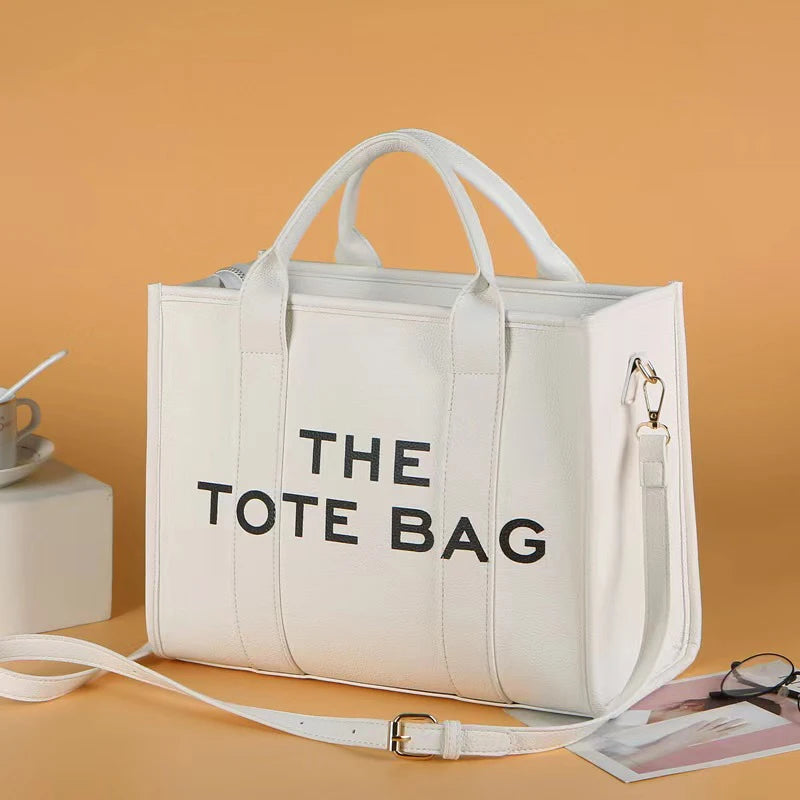 Women's Casual Tote Bag, Fashion PU Leather Shoulder Bag, Large Capacity Travel