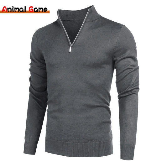 Men Turtlenecks Knitwear Pullovers Sweater Long Sleeved Solid Color Hooded Male Casual Daily Warm Tops