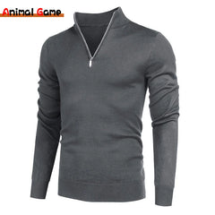 Men Turtlenecks Knitwear Pullovers Sweater Long Sleeved Solid Color Hooded Male