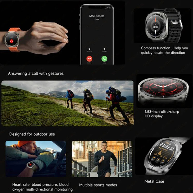 2025 New Watch 7 Ultra Smart Watch Men 3D Display Sport SmartWatch GPS NFC Compass Blood oxygen Smartwatch Women For Android IOS