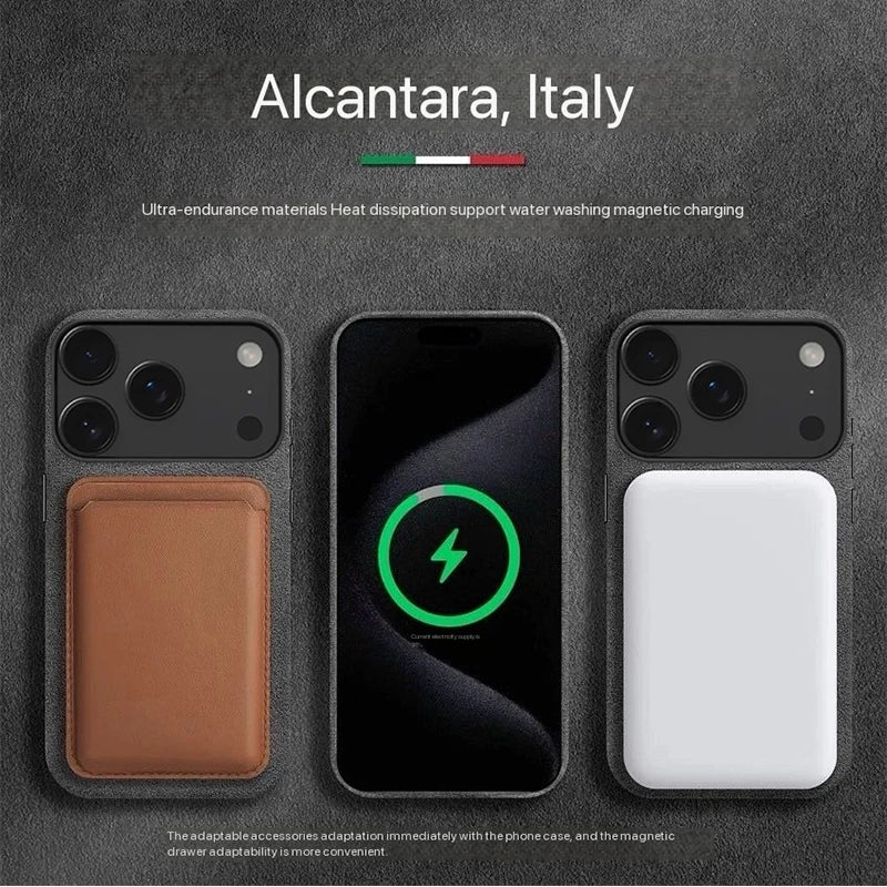 100% Italian Alcantara Magnetic Case for iPhone 17 Pro Max Air Luxury Magsafe Cover Leather Phone Cases for iPhone 17Pro 17Air