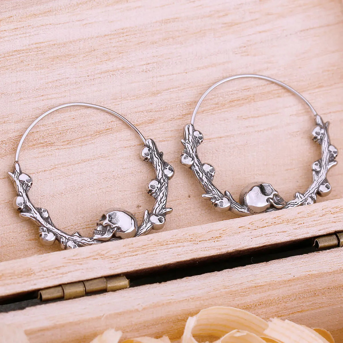 Unique Design Gothic Skull Hoop Earrings Creative Fashion Never Fade Stainless Steel Vintage Punk Hip Hop Earring Jewelry Gift