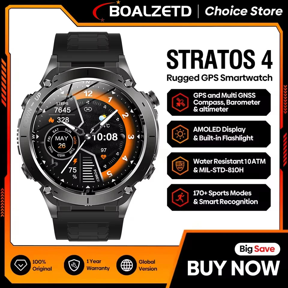 New Men Outdoors Sports Military GPS SmartWatch 10ATM Waterproof 730mAh High Battery Compass NFC HD Call For Android IOS Watch