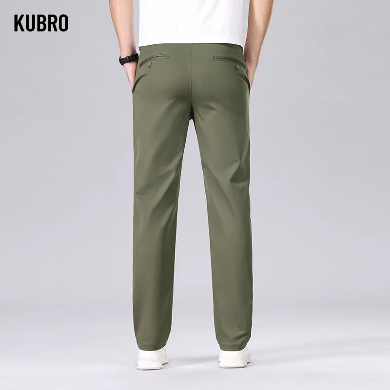 Fashion Business Casual Suit Pants Male Elegant Slim Elastic Straight Office Trousers