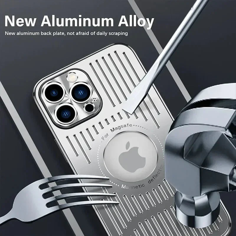 Better Heat Dissipation Aluminum Metal Phone Case For iPhone 17 16 15 14 13 12 Pro Max Back Cover