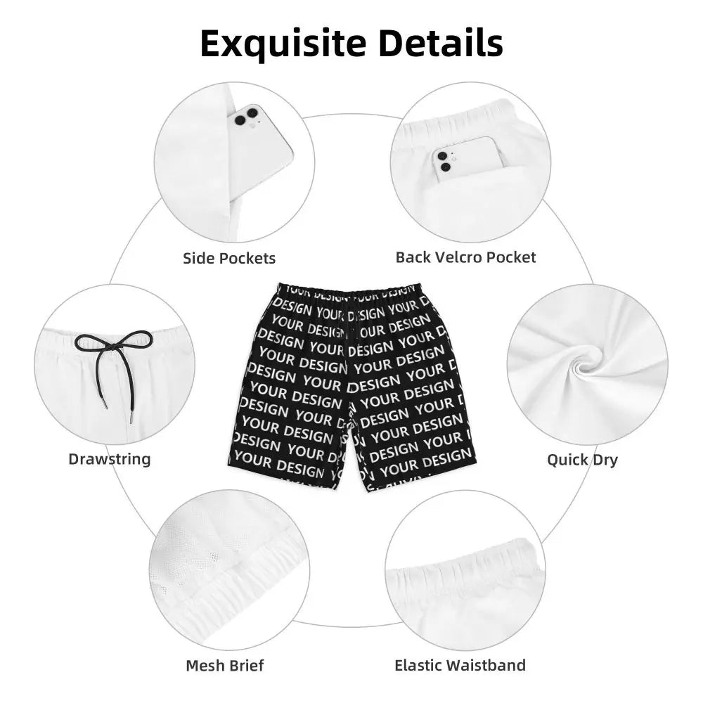 Add Design Board Shorts Summer Custom DIY Made Your Image Hawaii Board Short Pants Men Sportswear Quick Dry Design Swim Trunks