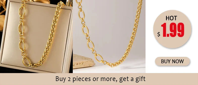 EILIECK 316L Stainless Steel Metal Chain Necklace For Women Fashion 18K Gold Plated Neck Chain Waterproof Jewelry Lady Gift