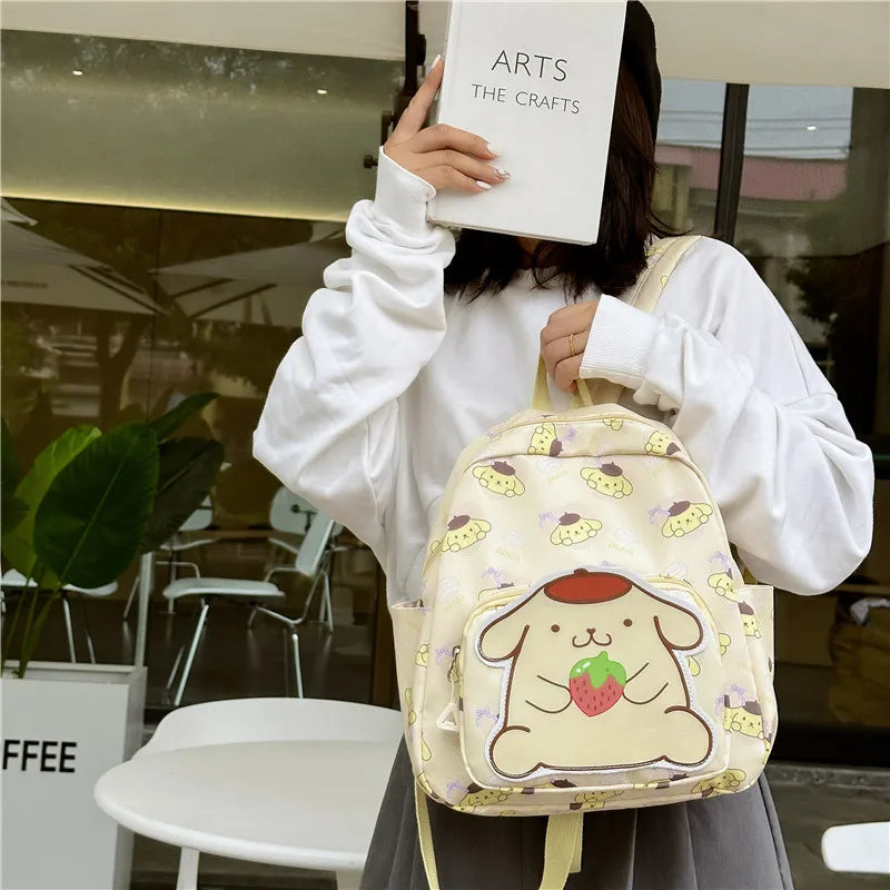 Anime Cartoon Kuromi Melody Cinnamoroll Backpack Boys Girls Cartoon Hello Kitty Kawaii Canvas Fashion Children's Schoolbag