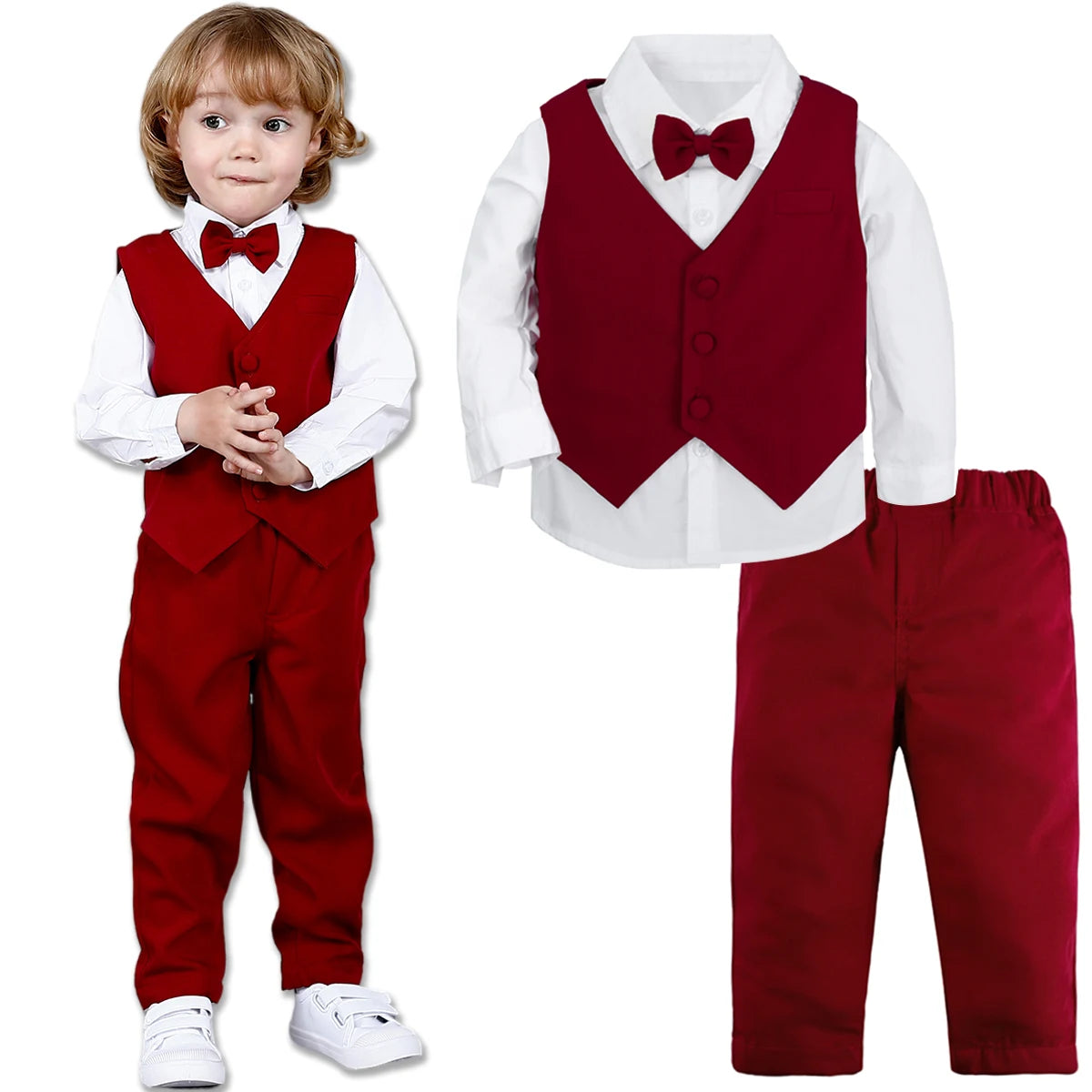 Baby Wedding Outfit Boy Toddler Baptism Suit Kids Birthday Party Easter Gift Clothes Infant Gentleman Xmas Clothing Set 3PCS