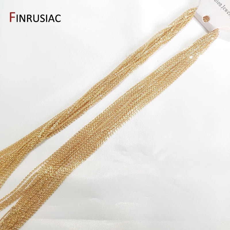 Real Gold Plated Thin Necklace Chain, 45cm Simple Trendy Adjustable Chain for DIY