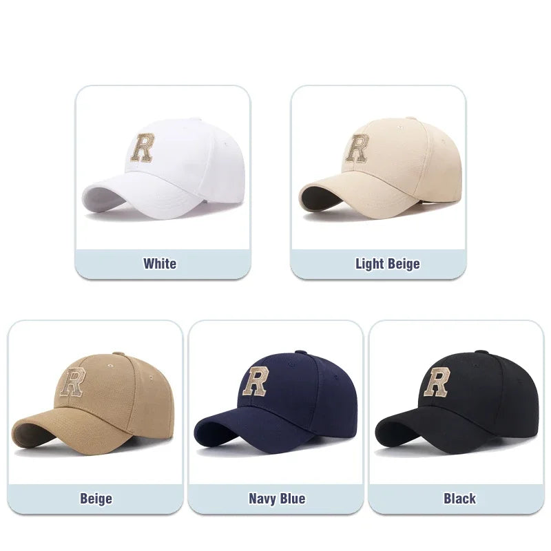 Brand New High Quality R Letter Gold Thread 3D Embroidery Adjustable Elastic Pineapple Cloth Baseball Cap Trucker Hats