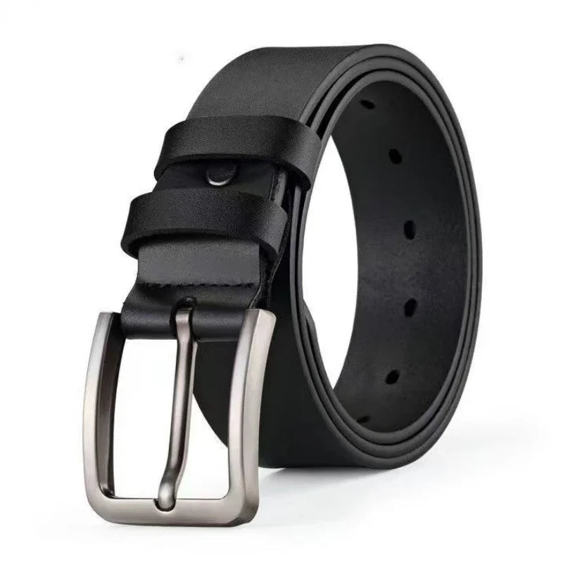 Men's Vintage Casual Belt Black Pin Buckle Student Versatile Leather Wide Belt