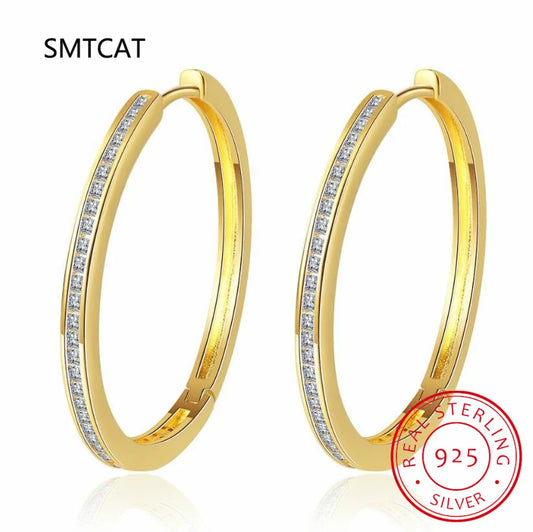 Princess Cut Moissanite Diamond Hoop Earring 925 Sterling Silver for Women 18k Gold Sparkling Square Huggie Fine Jewelry