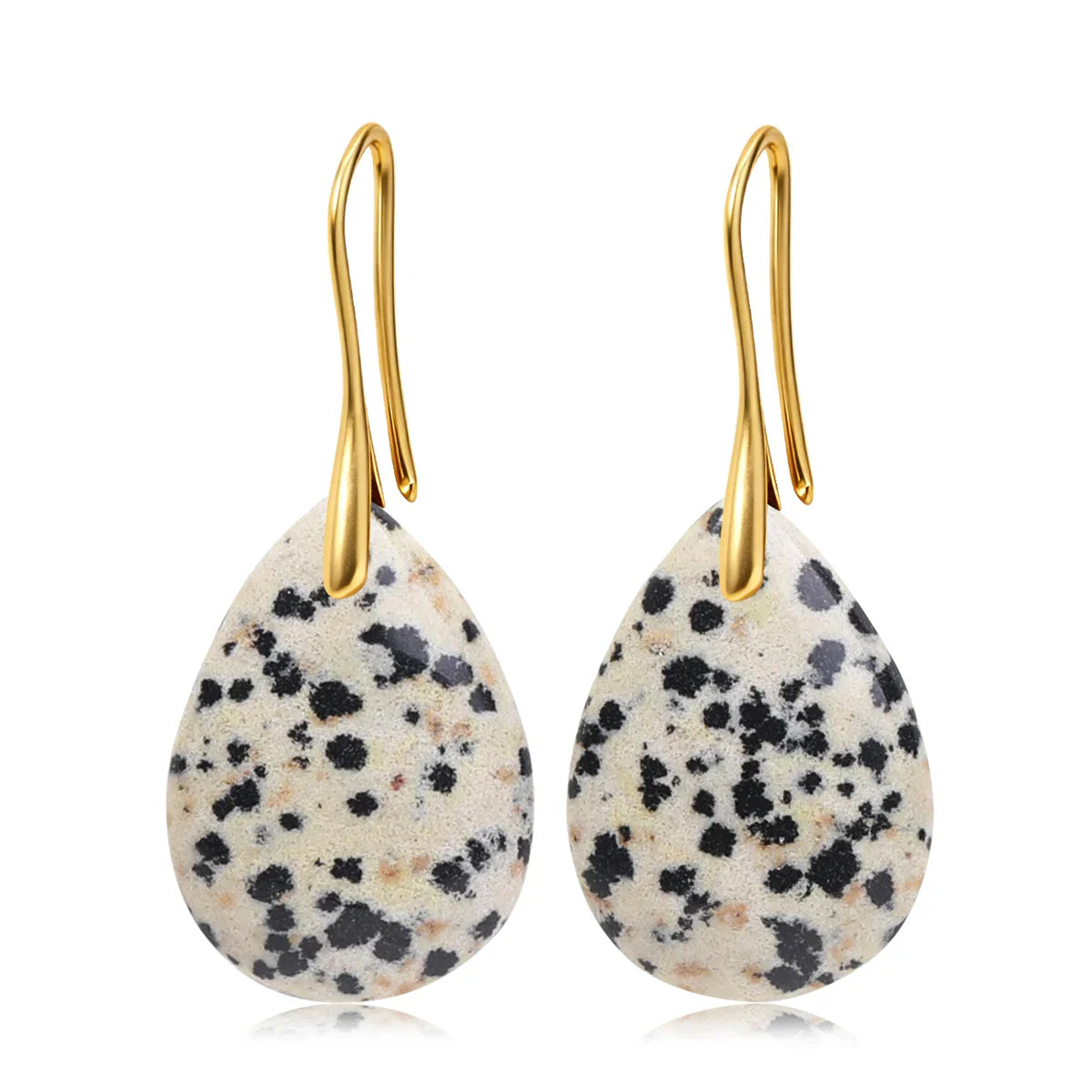 Natural Stone Pendant Women's Teardrop Earrings Elegant Gem Jewelry Creative Gift Black Obsidian Amethyst Rose Quartz Earrings