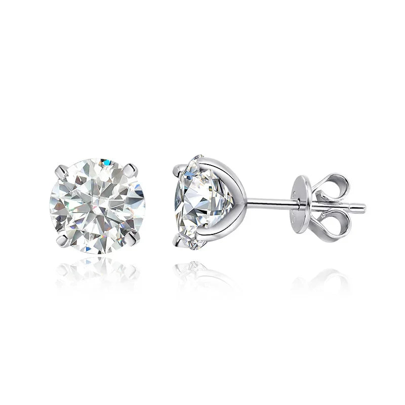 Smyoue Each 0.2-2CT Certified Moissanite Stud Earrings for Women 4 Claw Sparkling Wedding Party Jewelry Sterling Silver S925