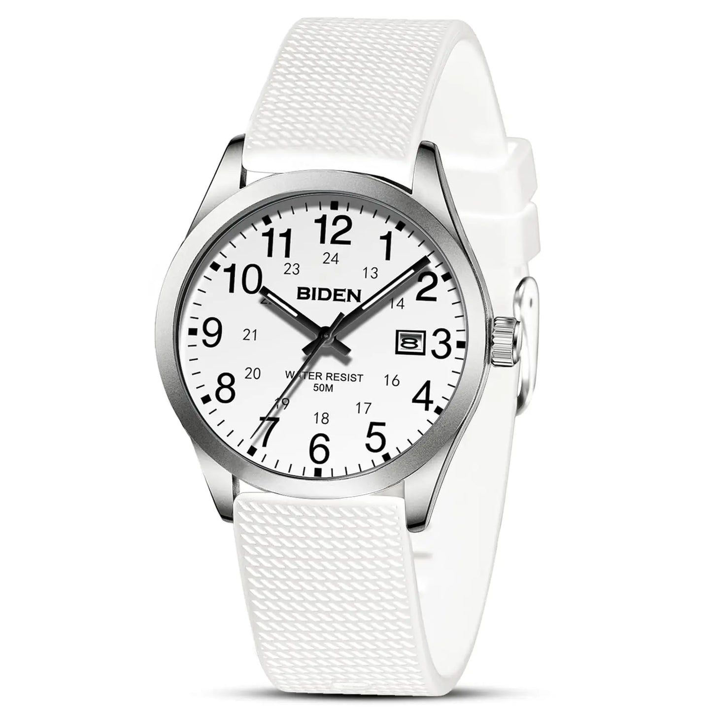 BIDEN Men's Watch Simulated Quartz Sports Men's and Women's Watch 30 Waterproof Second Hand Luminous Easy to Read Dial