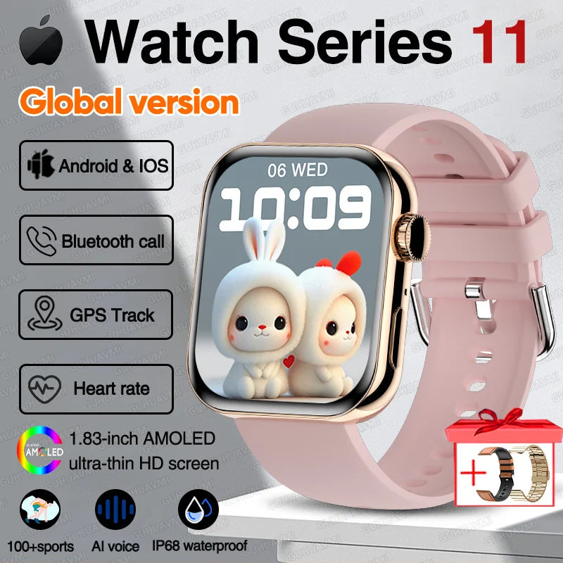 New Series 11 Watch Original Men Women Bracelet AMOLED Display Heart Rate Bluetooth Call GPS Track Waterproof Sports Smartwatch