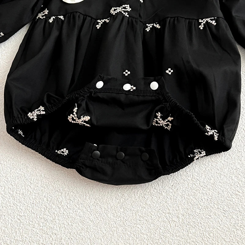 Kids Baby Girls Long Sleeve Sweet Embroider Sisters Rompers