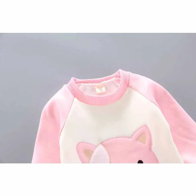 2024 Girls Padded Three Piece Children's Warm Cartoon Hooded Suit Autumn Winter Boys Fashion Casual Comfortable Sets 12M-5 Years