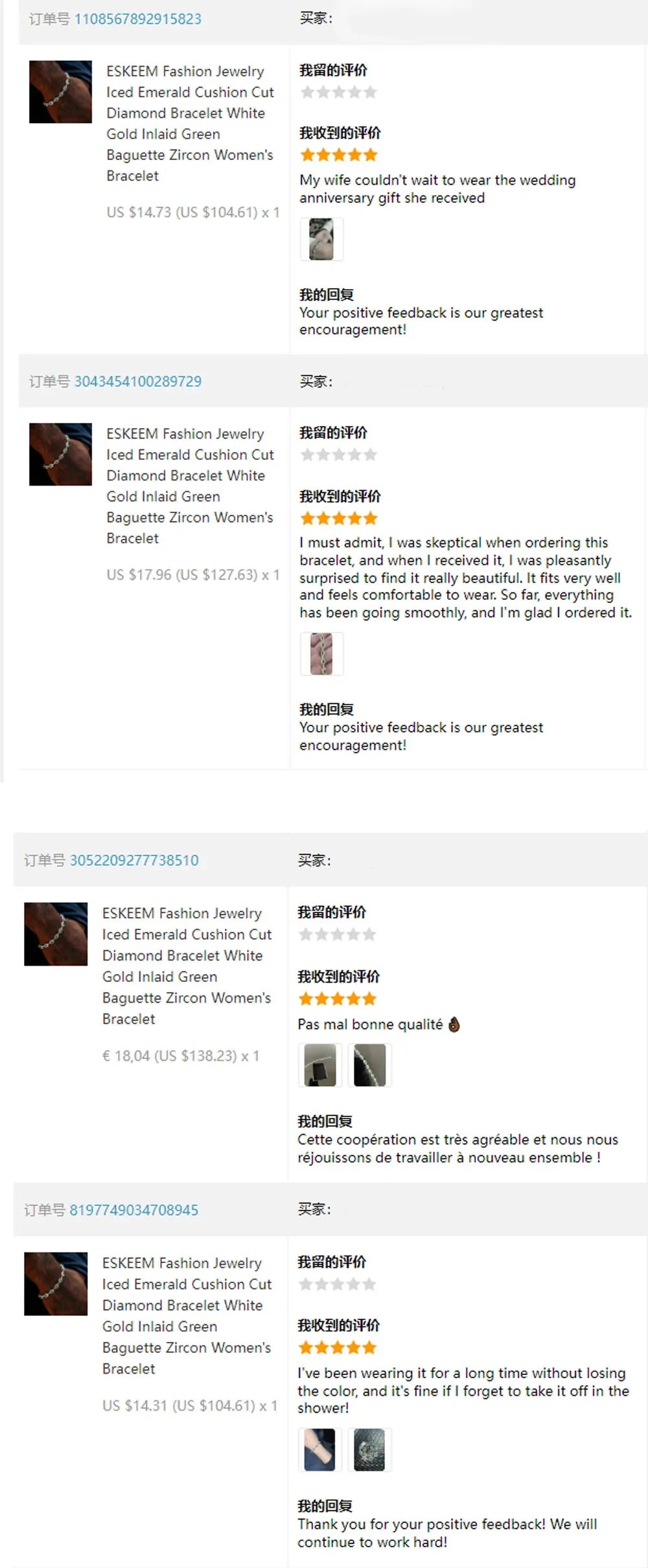 ESKEEM Fashion Jewelry Iced Emerald Cushion Cut Diamond Bracelet White Gold Inlaid Green Baguette Zircon Women's Bracelet ﻿