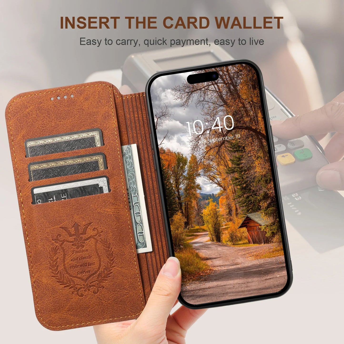 Wireless Charging Leather Phone Case For iPhone 12 13 14 15 16 Plus 17 Pro Max Flip Cover Wallet Card Holder