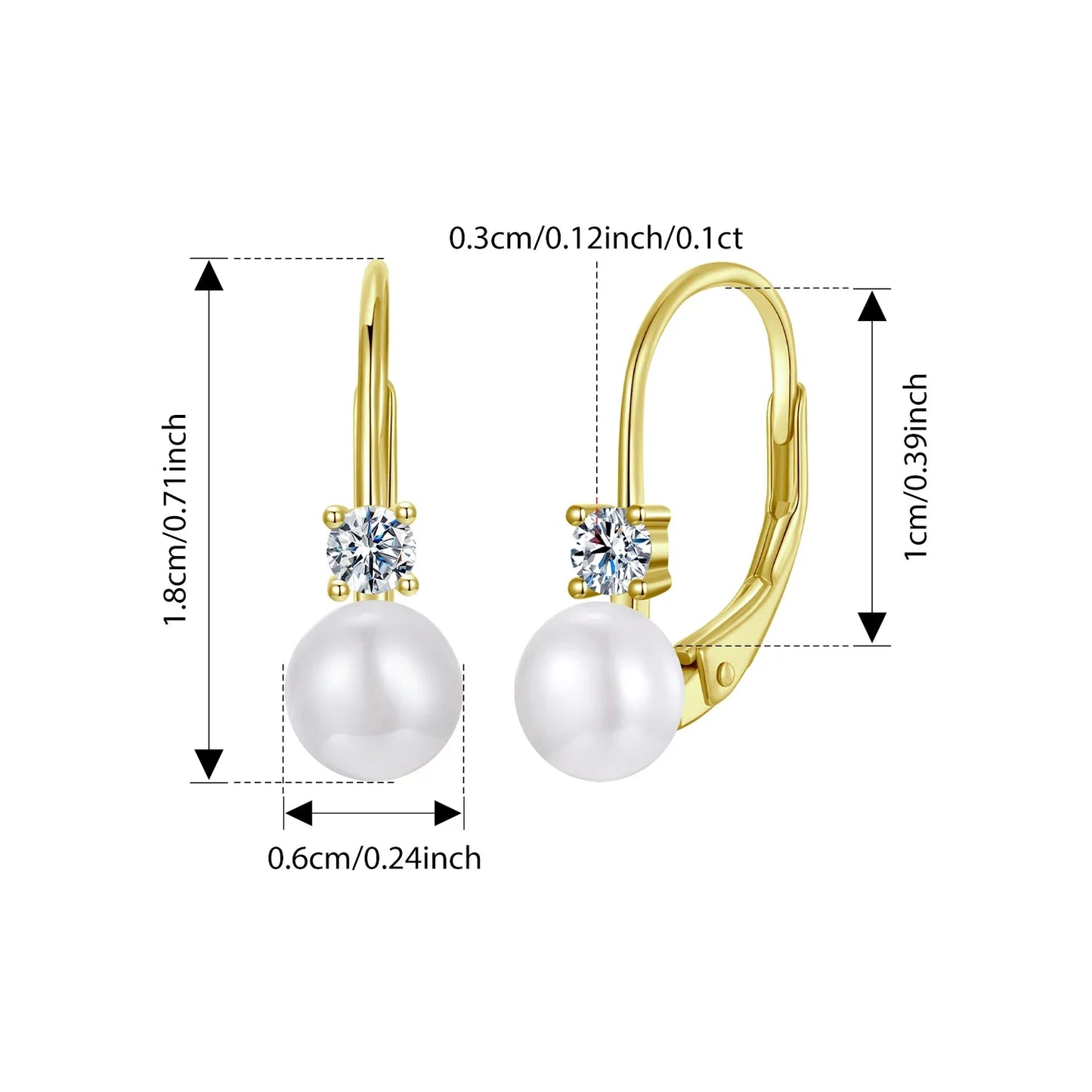 BAMOER Moissanite Freshwater Pearl Earrings for Women Wedding, Round Cut Lab Diamond 925 Sterling Silver Drop Dangle Ear Buckles