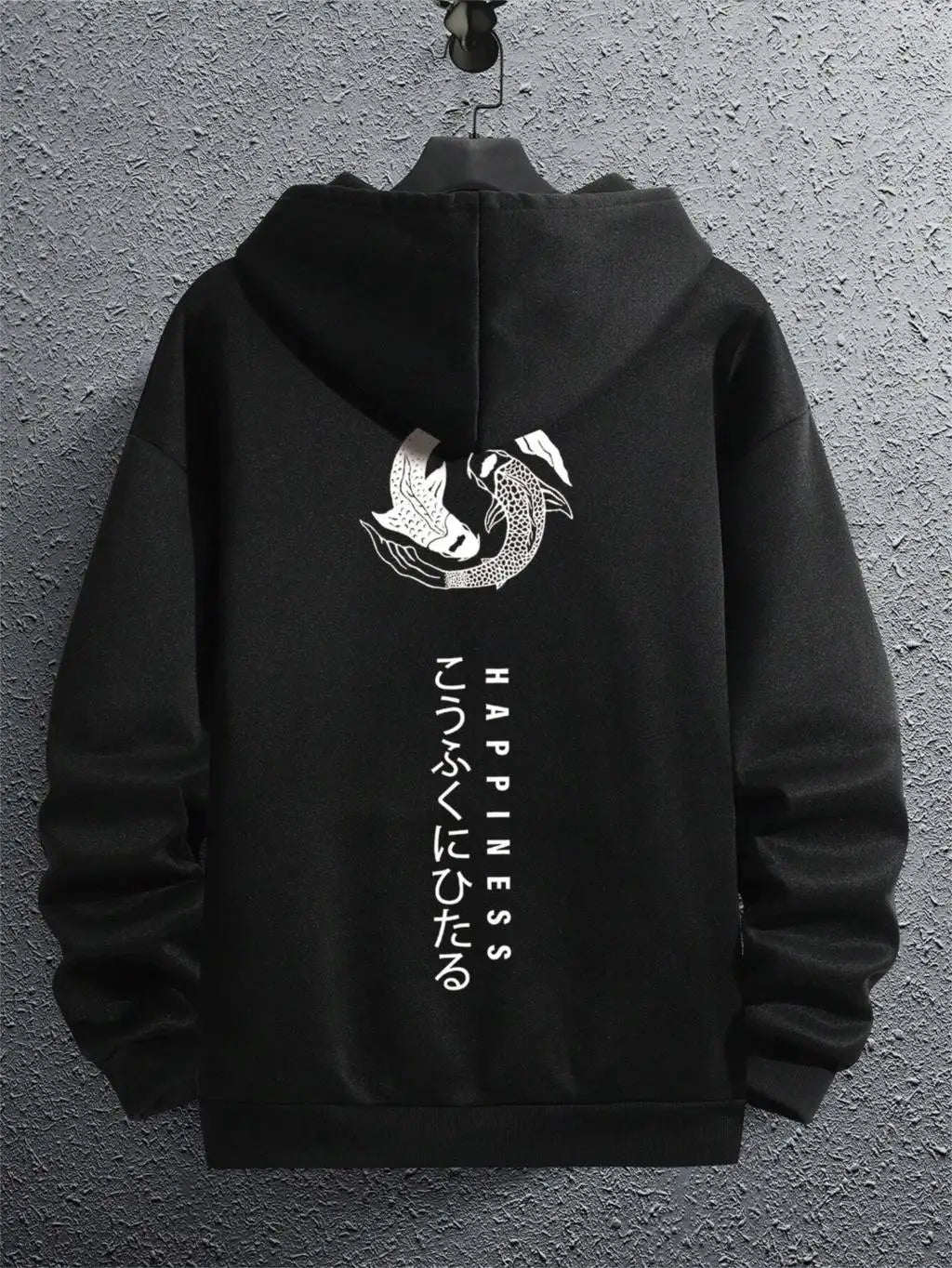 Japanese Cartoon Printing Men Hoody O-Neck All Match Loose Sweatshirt Fashion Fleece