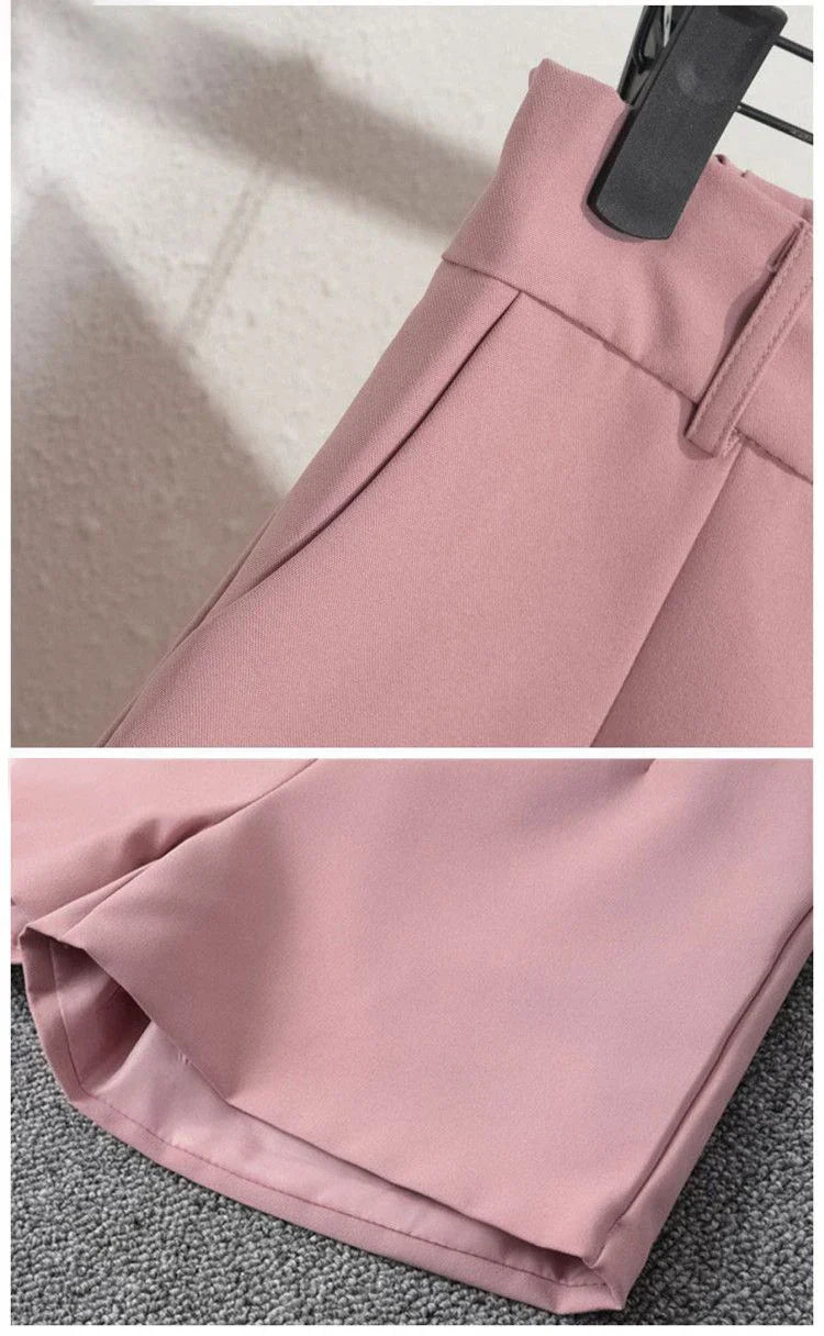 Solid Casual Elegant Trendy OL Office Lady Short Women's Pants Korean Sweet Fashion Elastic Waist Basic All-match Loose Shorts