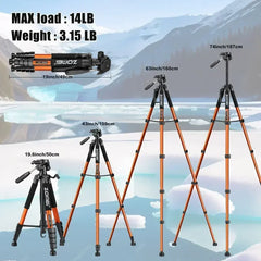 Portable Camera Tripod Aluminum Alloy 6kg load capacity for DSLR Nikon