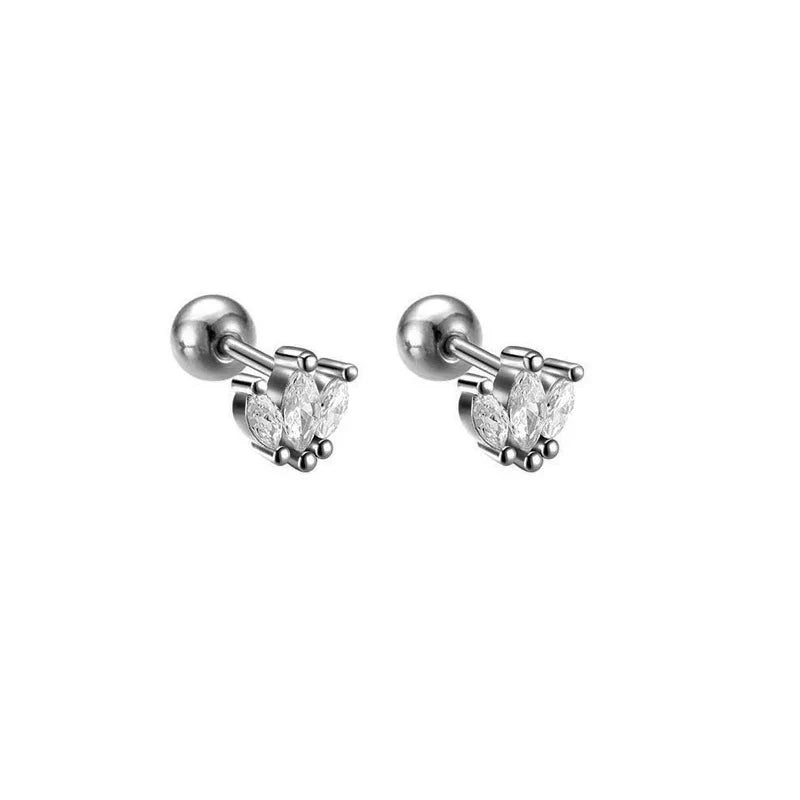 WANTME 925 Sterling Silver Fashion Simple Golden Flower Beads Small Stud Earrings for Women Teen Piercing Jewelry Accessories