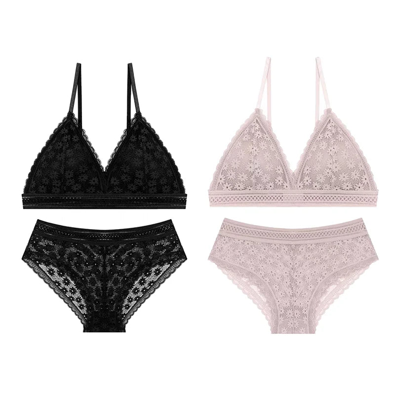 Bra and Panty Set Push Up Seamless Bras Mid Waist Briefs Underwear Sets