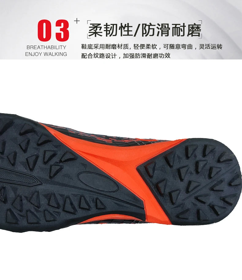 Men Soccer Shoes Turf Indoor Long Spikes High Ankle Football Field Boots