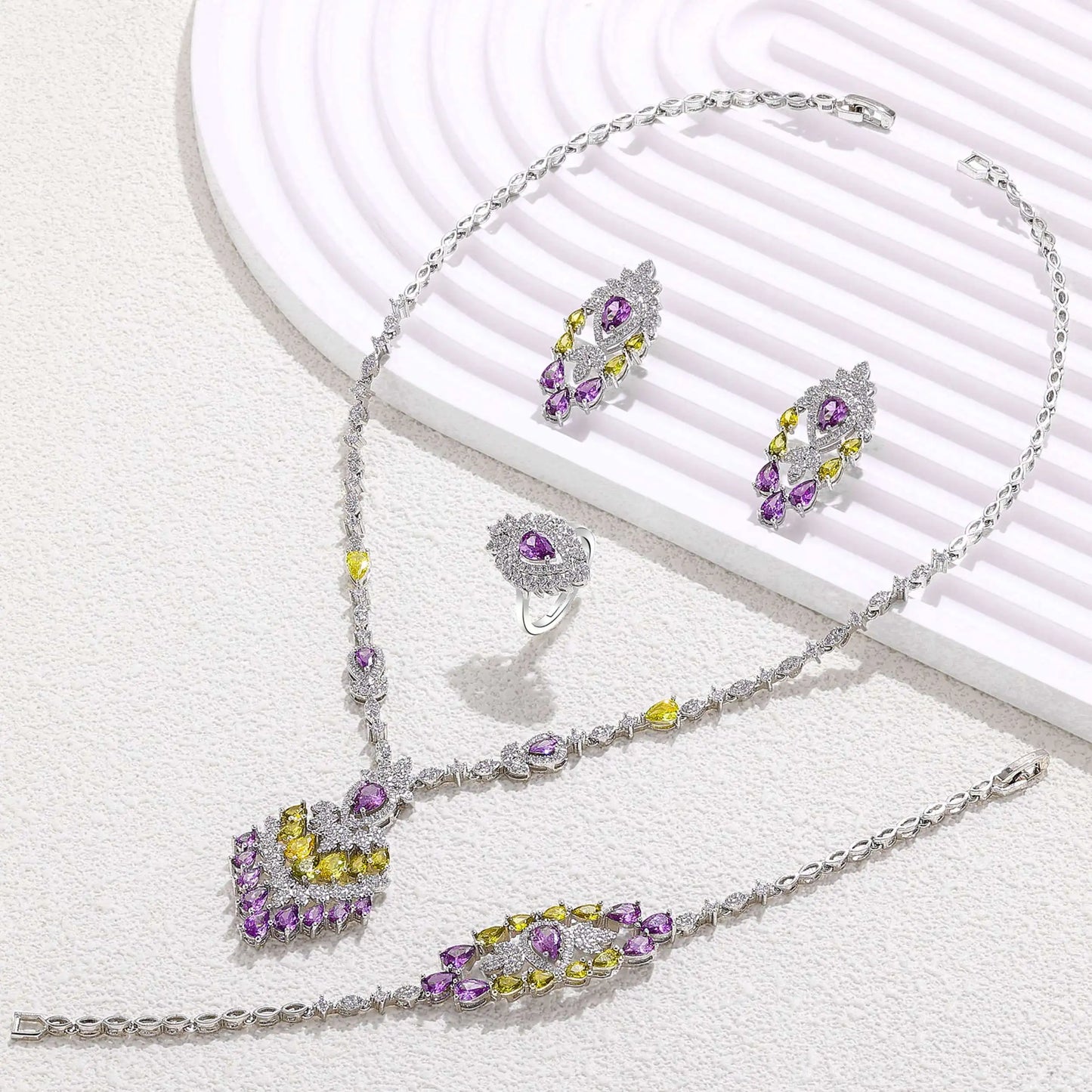 2024 Elegant Wedding Jewelry Set for Women Dubai UAE Bridal 4-piece Jewelry