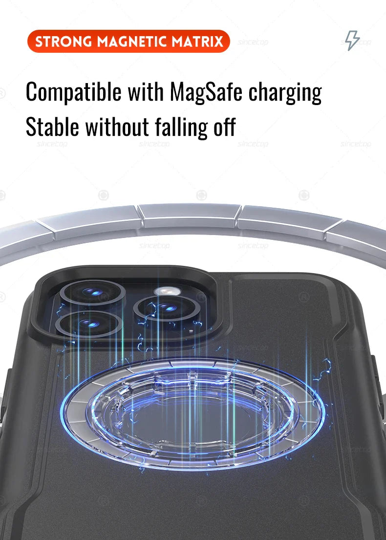 Magnetic Shockproof Case for iPhone 17 16 15 14 13 Pro Max Charging Protective Cover for Quad-style Bike/Motorcycle Mount/Holder
