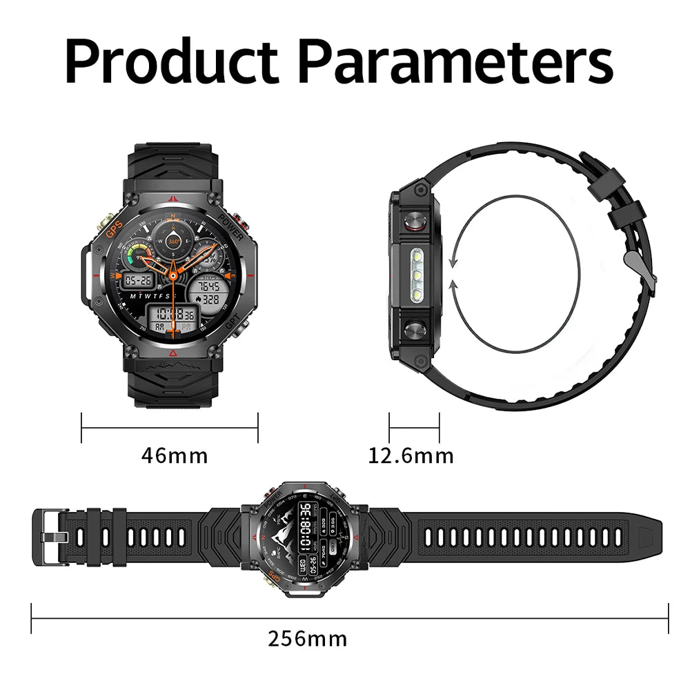 2025 For HUAIWE Military Outdoor GPS Sports Smart Watch Men 1.39" 5ATM Waterproof 530mAh ChatGPT AI Assistant Compass Smartwatch