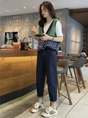 Y2k Spring And Autumn Large Size Denim Harem Pants Female