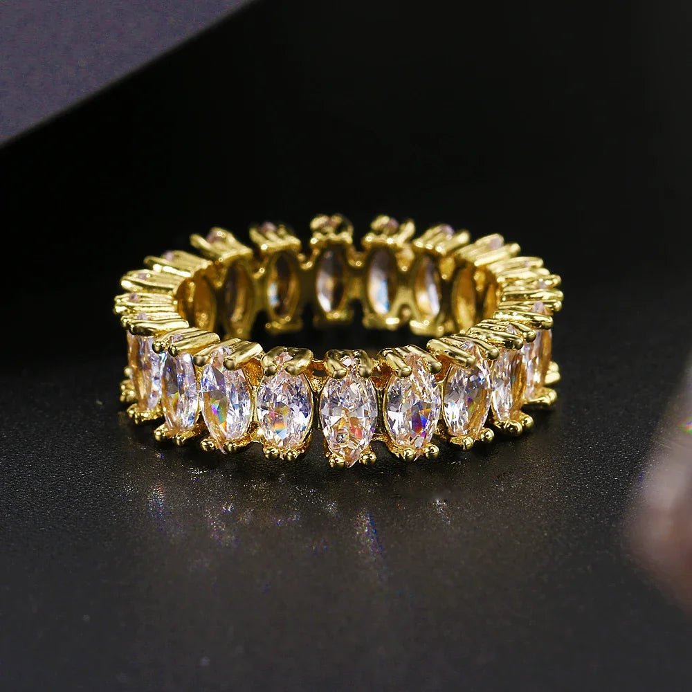 Cubic Zirconia Engagement Rings for Women Marquise Crystal Wedding Ring Party
