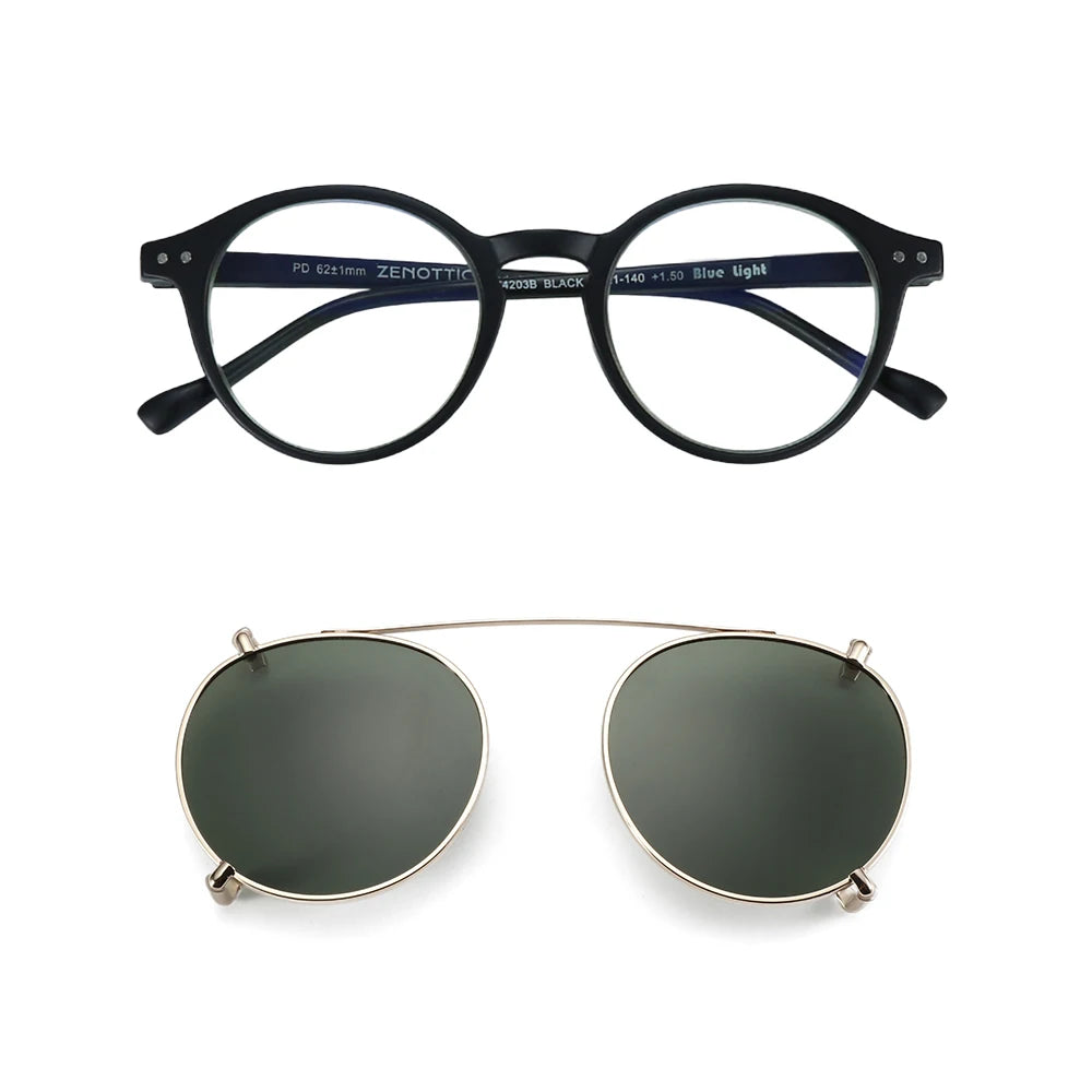 Steampunk Style Glasses (Anti Blue Light Blocking Eyewear) + Clip Lenses