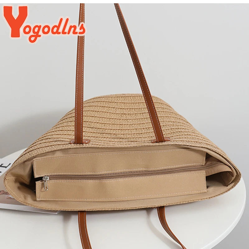 Large Capacity Straw Bag For Women Knitted Straw Bag Bohemia