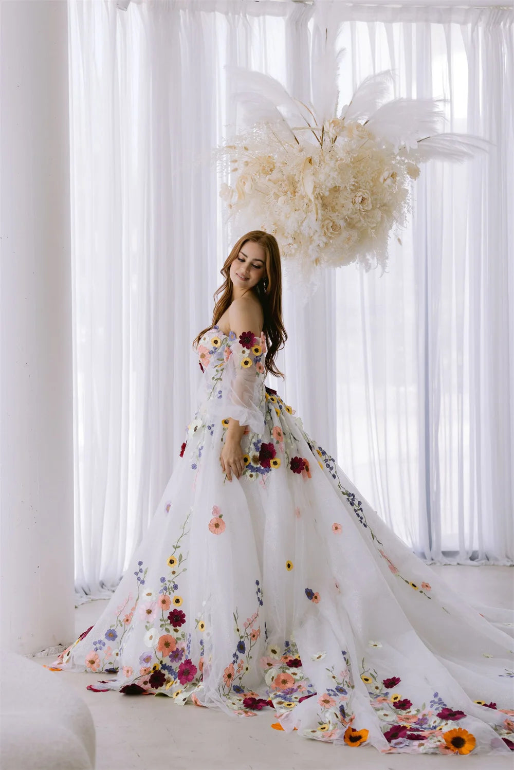 Homecoming Dresses: Embroidery Tulle Fabric Prom Dress Detachable Train Prom Dress